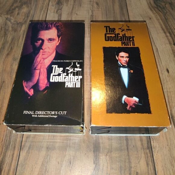 The Godfather Part II & Part III VHS Movie Set. They have wear from age and use. - Picture 1 of 5